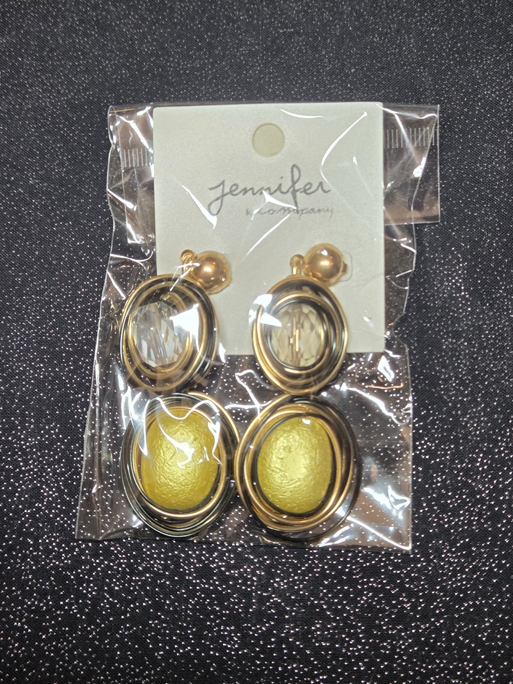 Jennifer & Comoany Gold-Tone Yellow Oval Drop Earrings